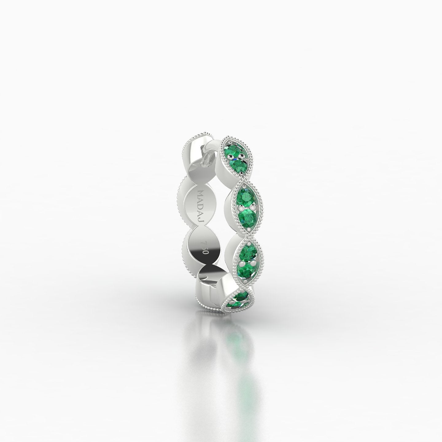 Bellona | 18k White Gold 8 mm Emerald Hoop Piercing