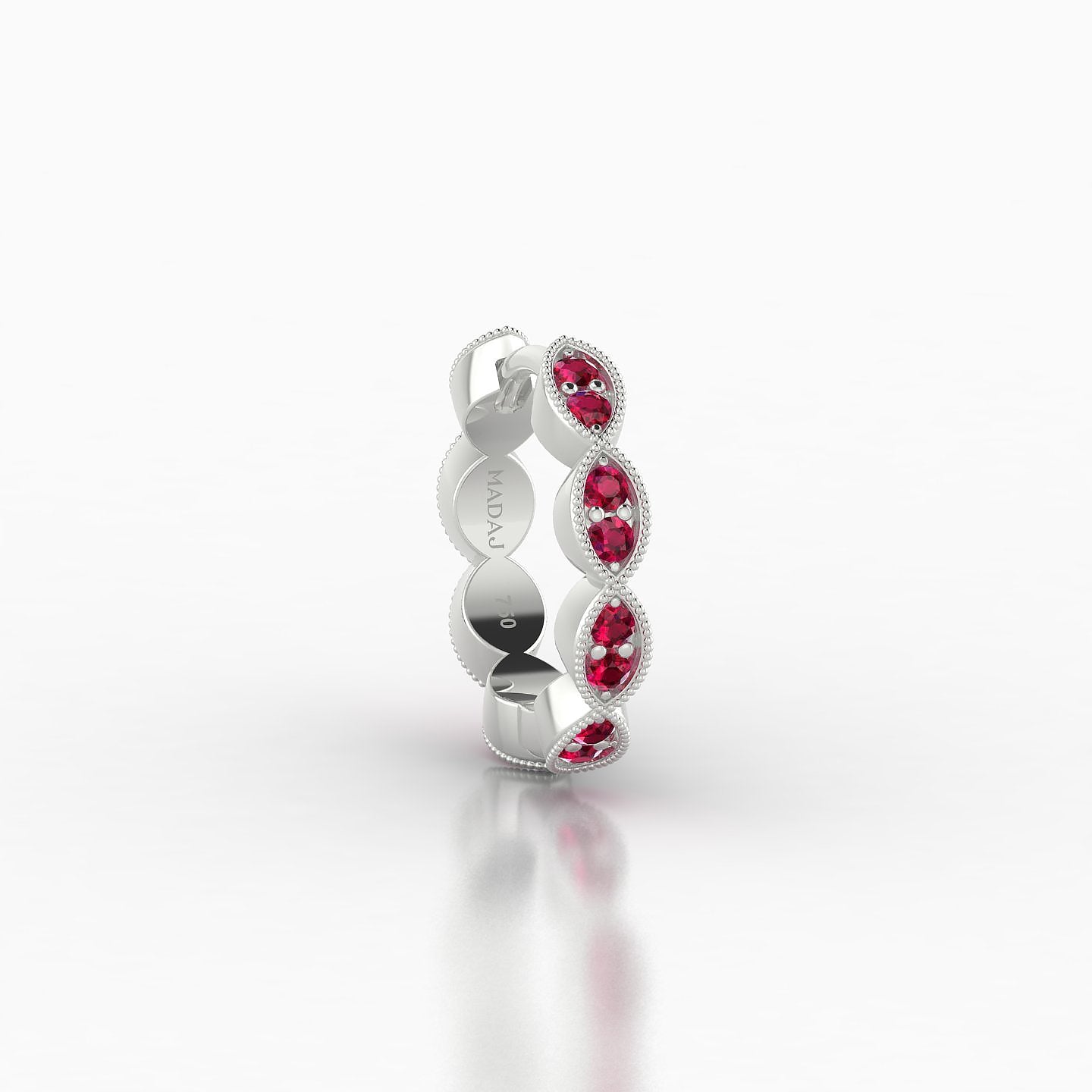 Bellona | 18k White Gold 8 mm Ruby Hoop Piercing