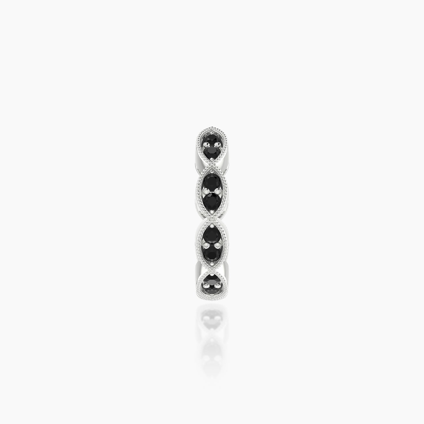 Bellona | 18k White Gold 8 mm Black Diamond Hoop Piercing