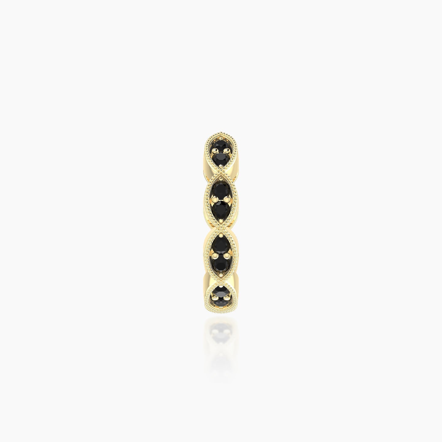 Bellona | 18k Yellow Gold 8 mm Black Diamond Hoop Piercing