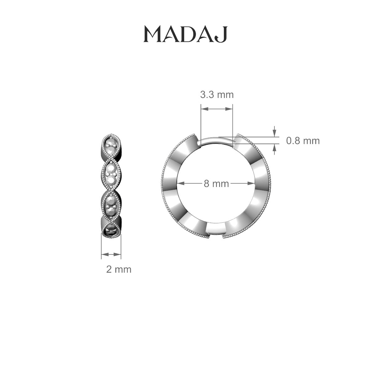 Bellona | 18k Rose Gold 8 mm Diamond Hoop Piercing