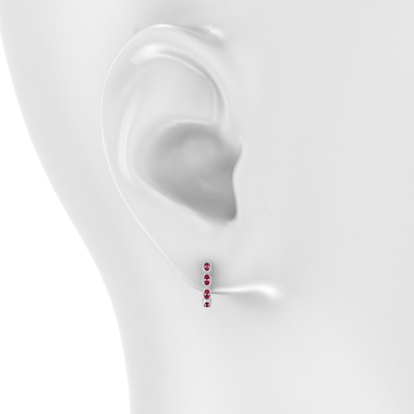 Bellona | 18k White Gold 8 mm Ruby Hoop Piercing