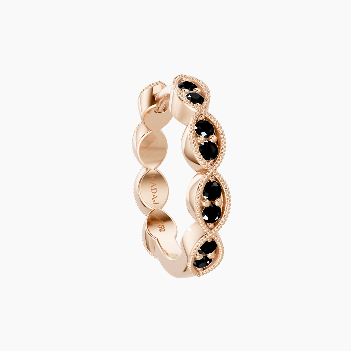 Bellona | 18k Rose Gold 9.5 mm Black Diamond Hoop Piercing
