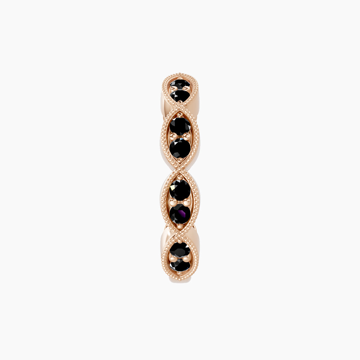 Bellona | 18k Rose Gold 9.5 mm Black Diamond Hoop Piercing