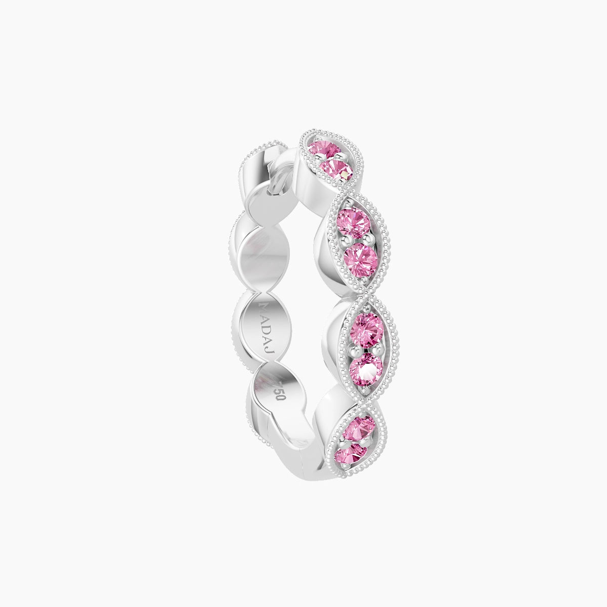 Bellona | 18k White Gold 9.5 mm Pink Sapphire Hoop Piercing