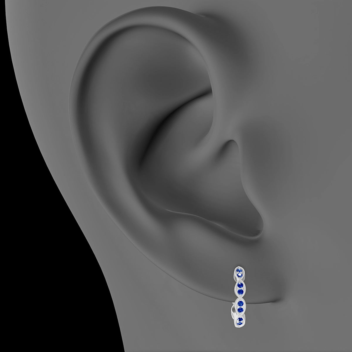 Bellona | 18k White Gold 9.5 mm Sapphire Hoop Piercing