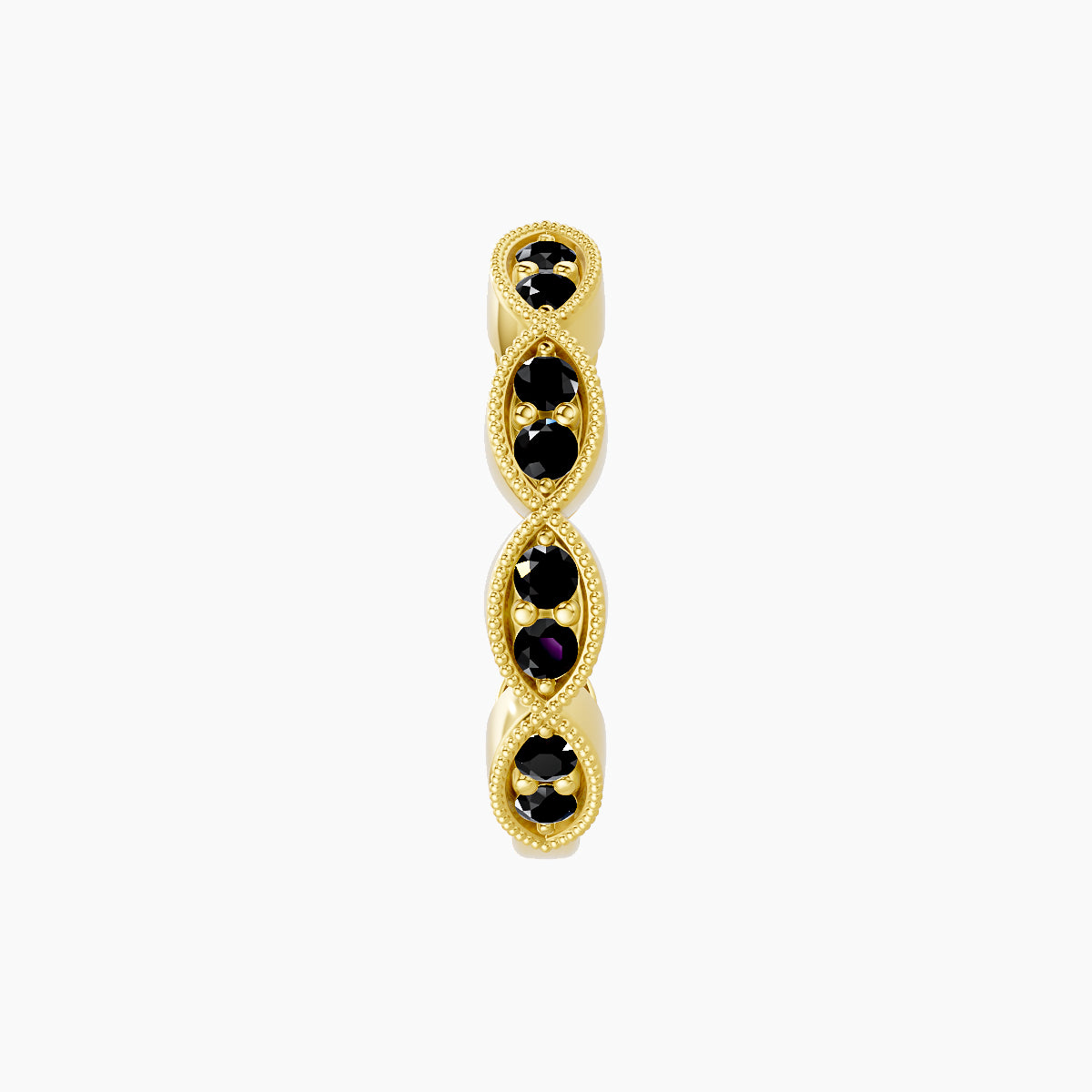 Bellona | 18k Yellow Gold 9.5 mm Black Diamond Hoop Piercing