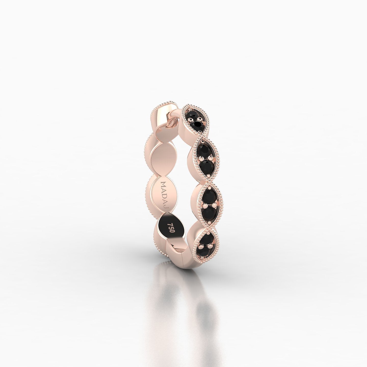 Bellona | 18k Rose Gold 9.5 mm Black Diamond Hoop Piercing