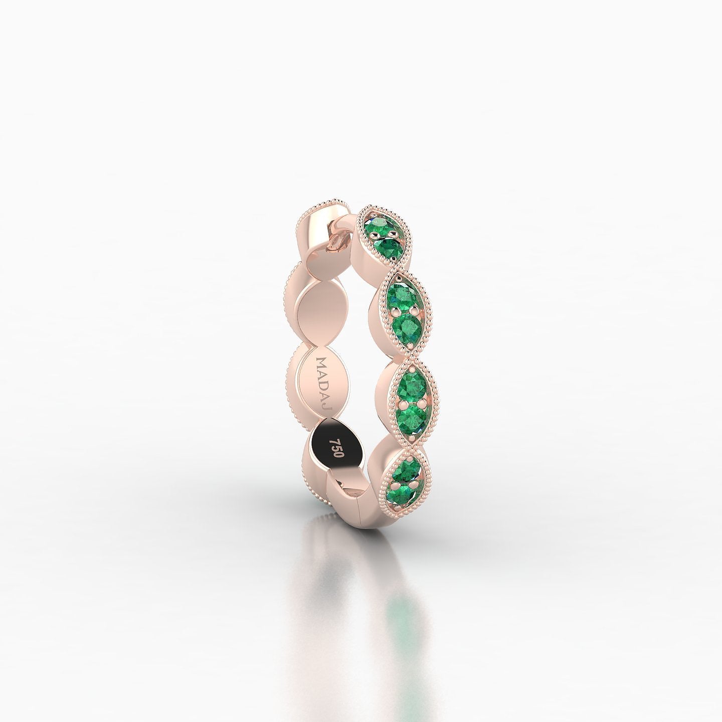 Bellona | 18k Rose Gold 9.5 mm Emerald Hoop Piercing