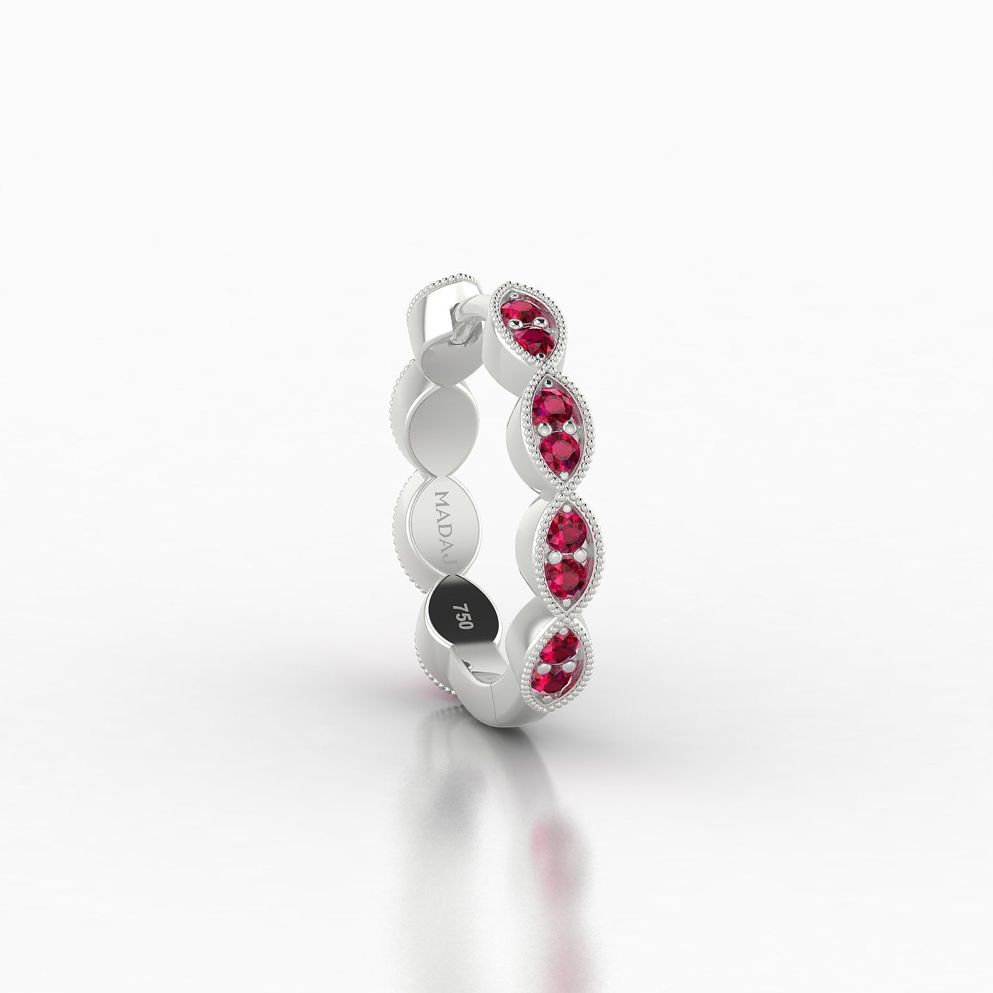 Bellona | 18k White Gold 9.5 mm Ruby Hoop Piercing