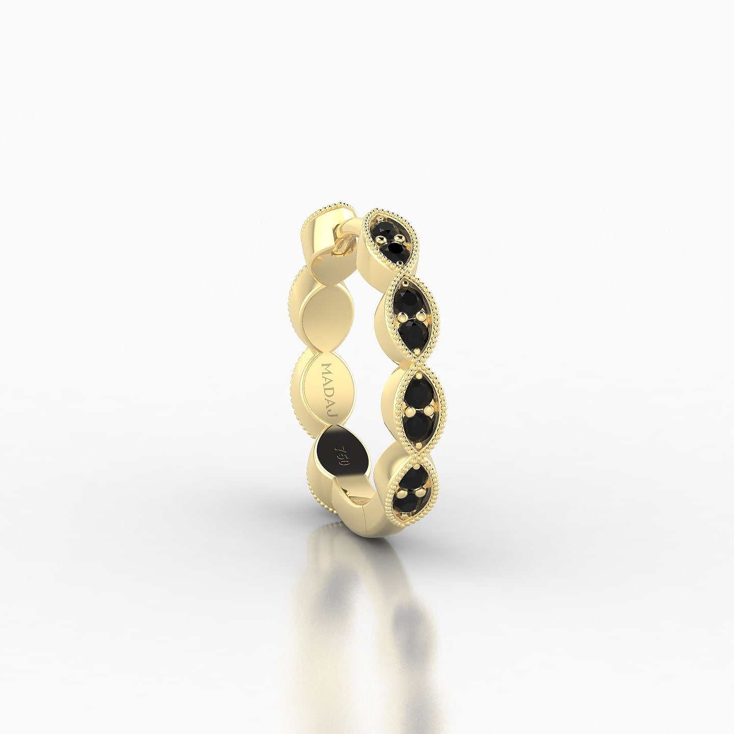 Bellona | 18k Yellow Gold 9.5 mm Black Diamond Hoop Piercing