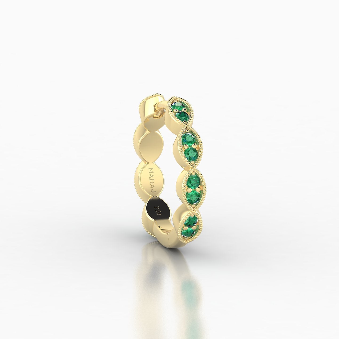 Bellona | 18k Yellow Gold 9.5 mm Emerald Hoop Piercing