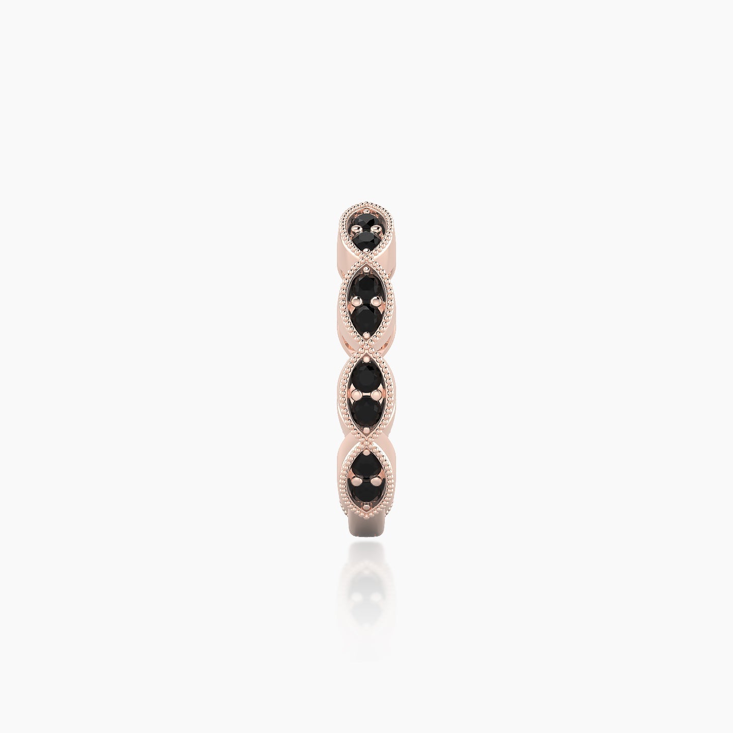 Bellona | 18k Rose Gold 9.5 mm Black Diamond Hoop Piercing