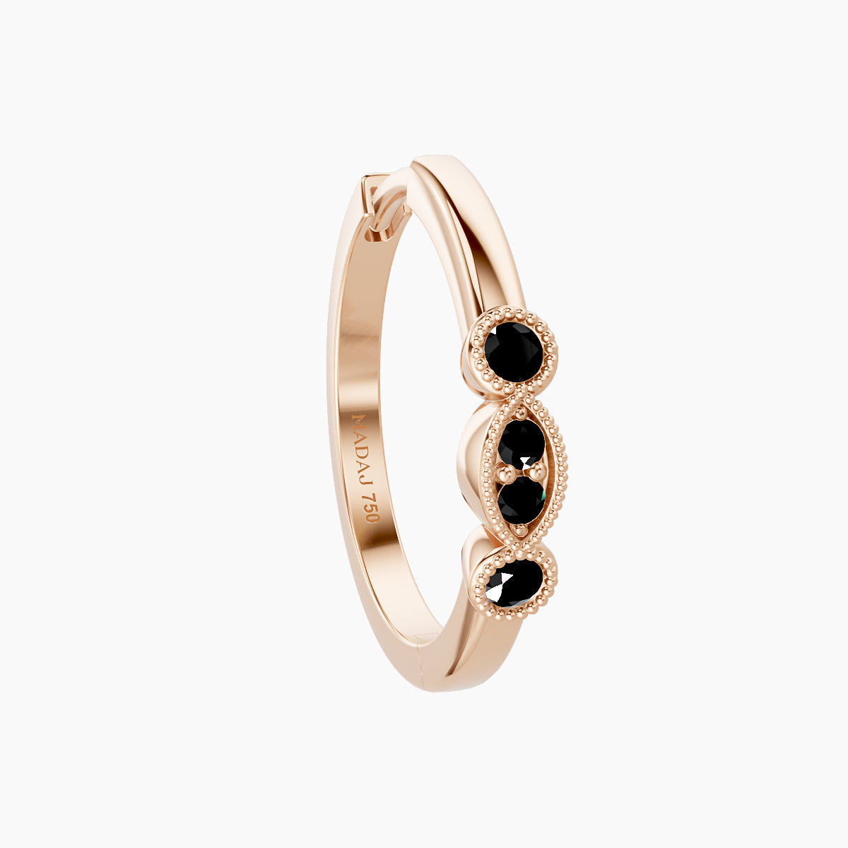 Camilla | 18k Rose Gold 11 mm Black Diamond Hoop Piercing