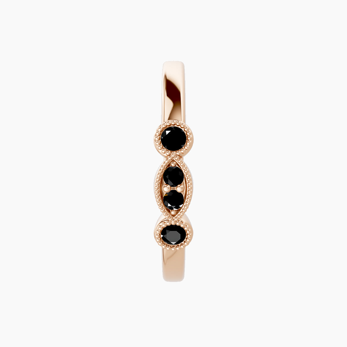 Camilla | 18k Rose Gold 11 mm Black Diamond Hoop Piercing