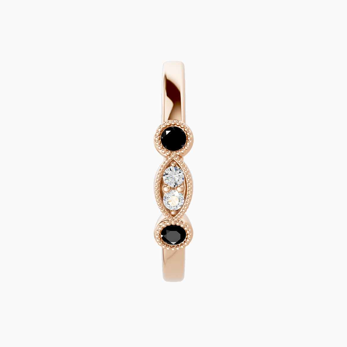 Camilla | 18k Rose Gold 11 mm Black Diamond & Diamond Hoop Piercing