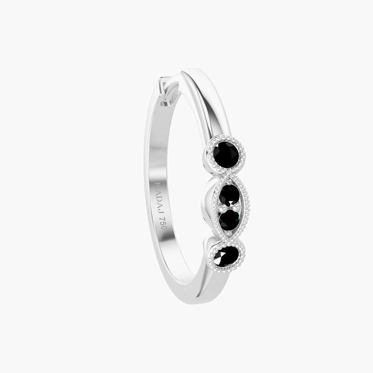 Camilla | 18k White Gold 11 mm Black Diamond Hoop Piercing