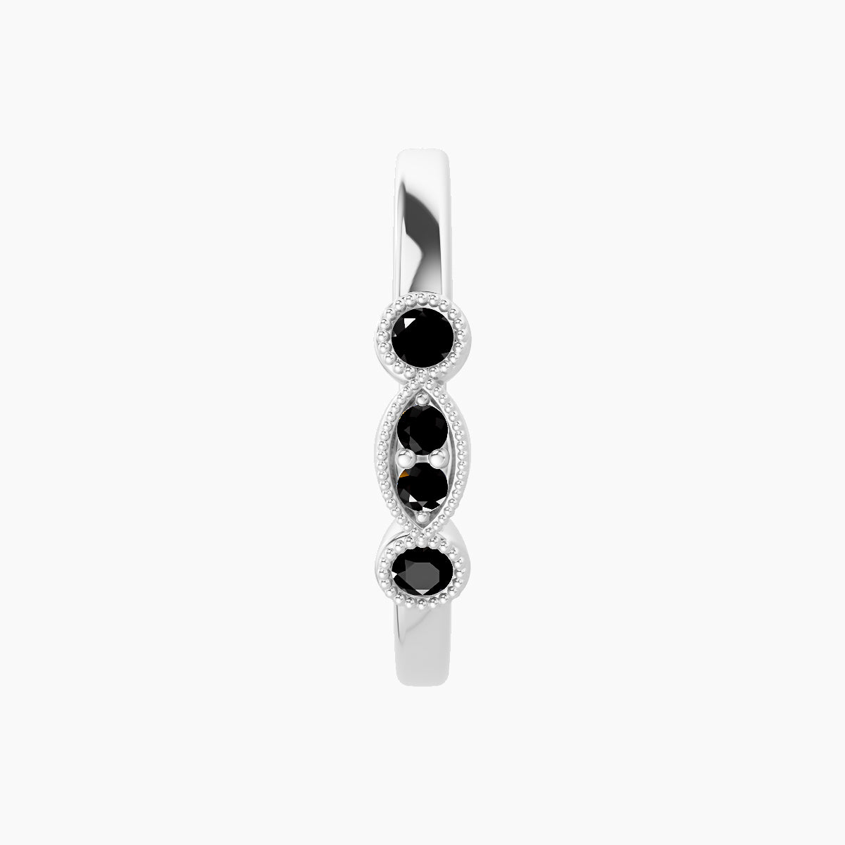 Camilla | 18k White Gold 11 mm Black Diamond Hoop Piercing