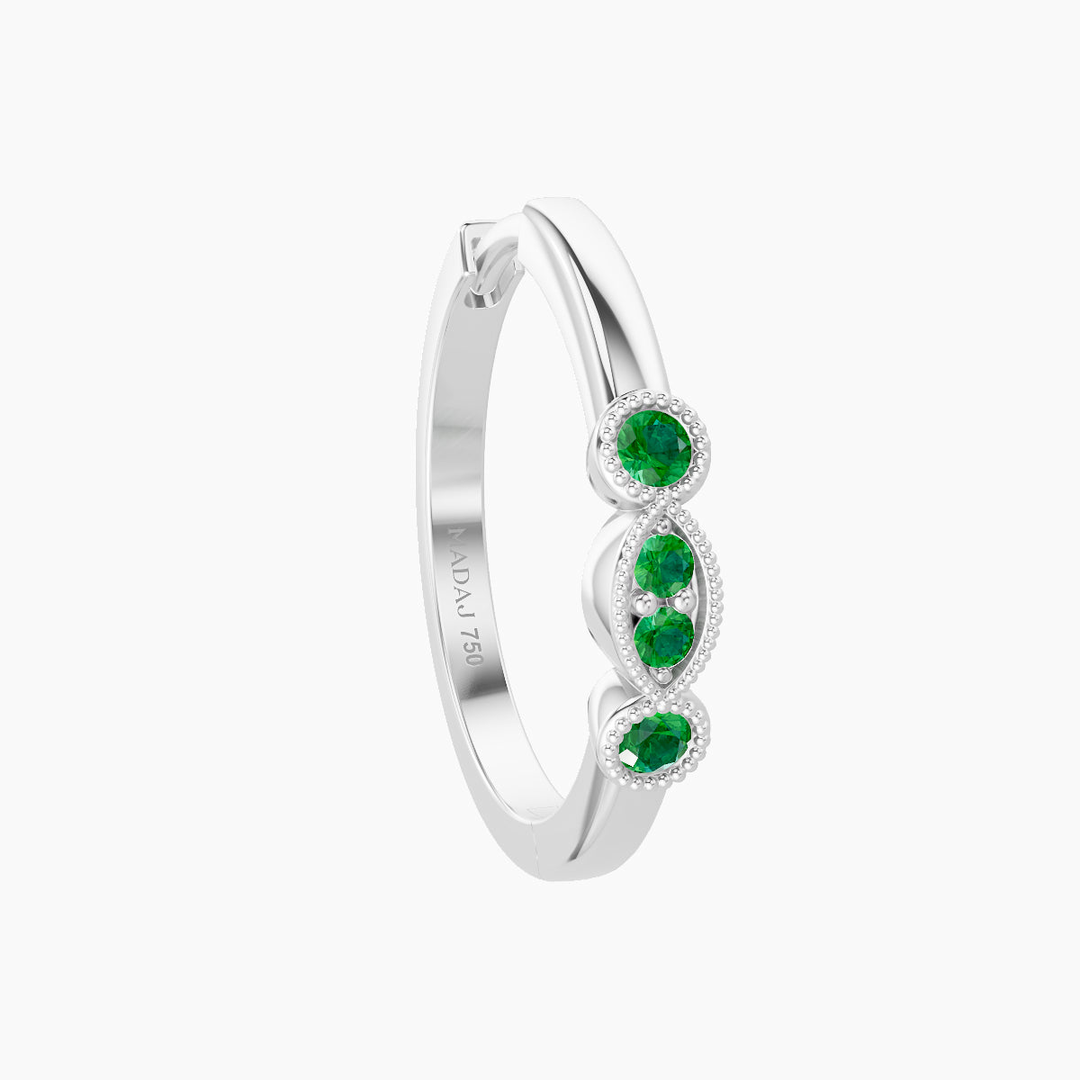 Camilla | 18k White Gold 11 mm Emerald Hoop Piercing