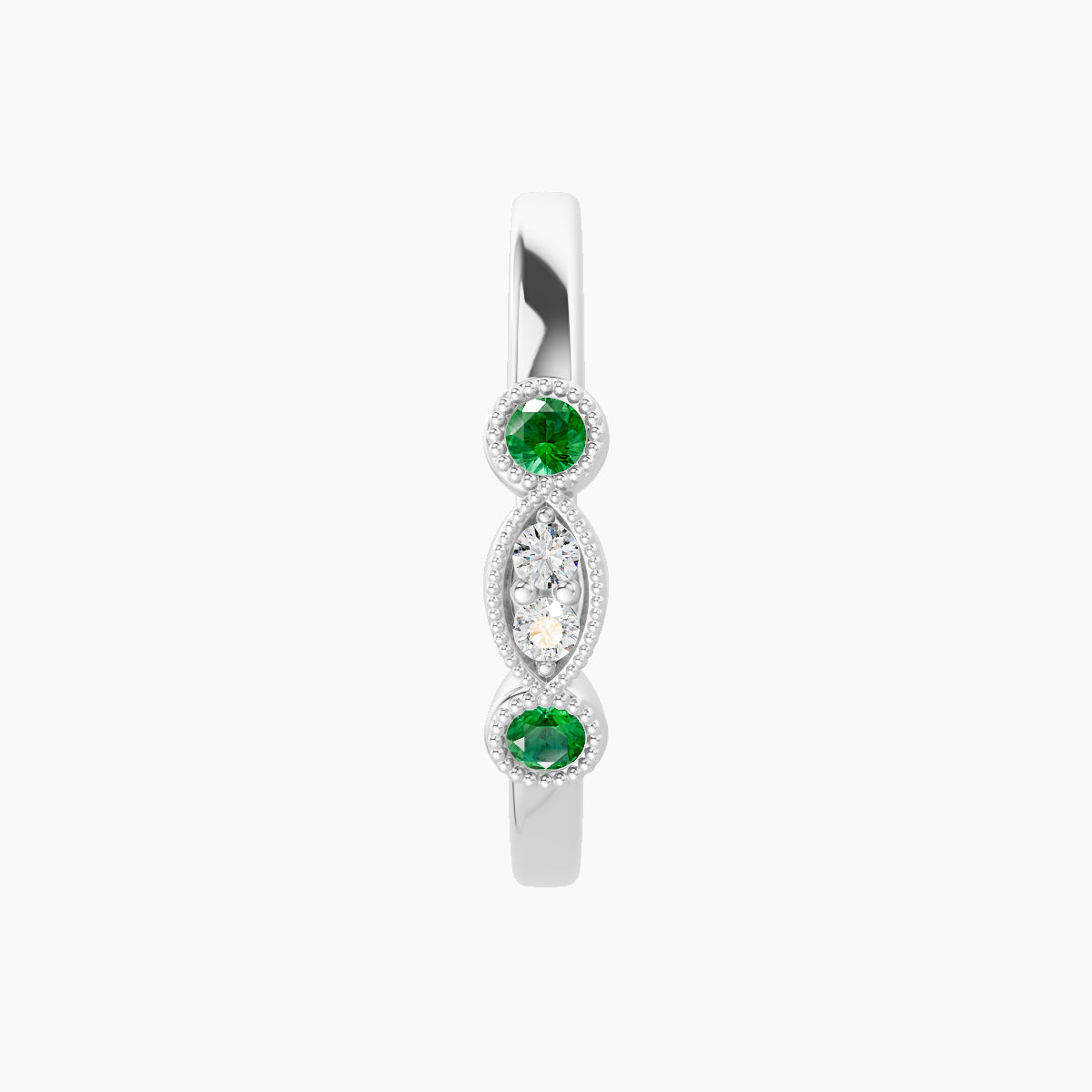 Camilla | 18k White Gold 11 mm Emerald & Diamond Hoop Piercing