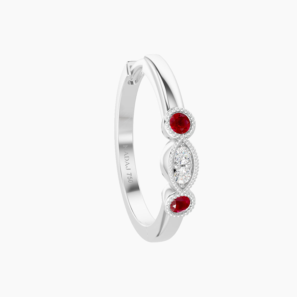 Camilla | 18k White Gold 11 mm Ruby & Diamond Hoop Piercing