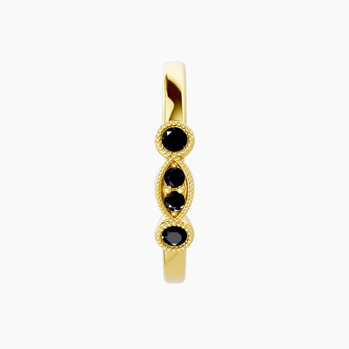 Camilla | 18k Yellow Gold 11 mm Black Diamond Hoop Piercing