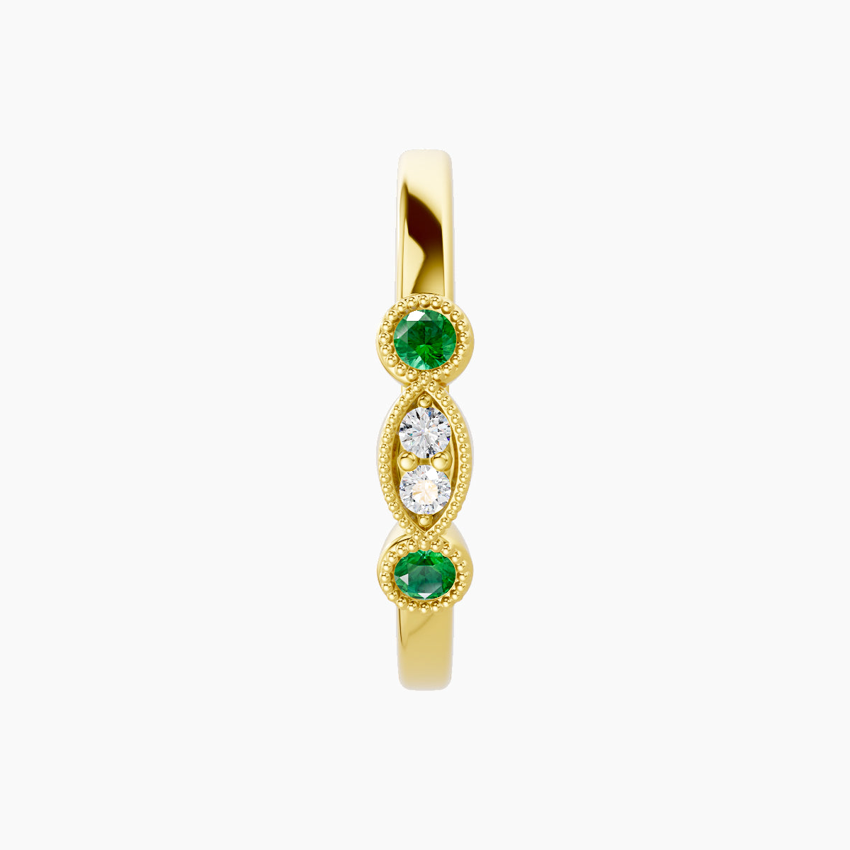 Camilla | 18k Yellow Gold 11 mm Emerald & Diamond Hoop Piercing
