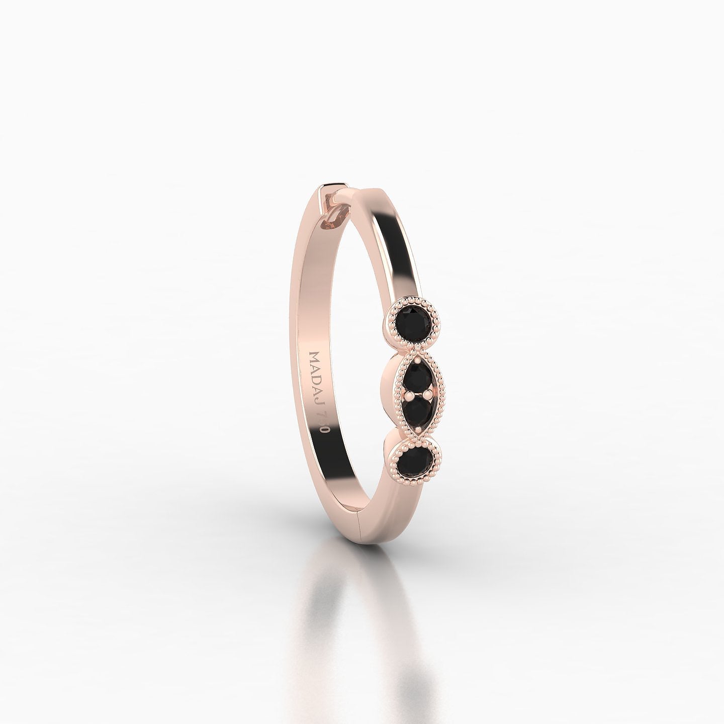 Camilla | 18k Rose Gold 11 mm Black Diamond Hoop Piercing