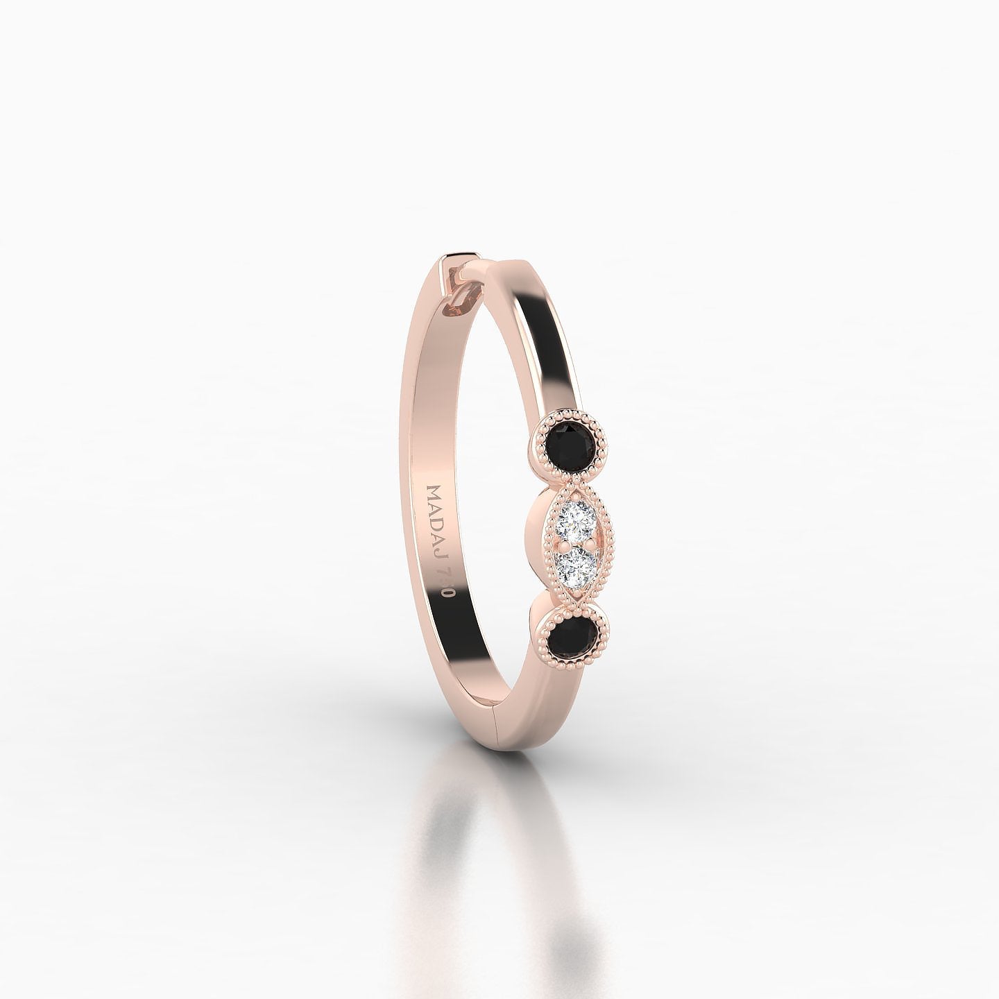 Camilla | 18k Rose Gold 11 mm Black Diamond & Diamond Hoop Piercing