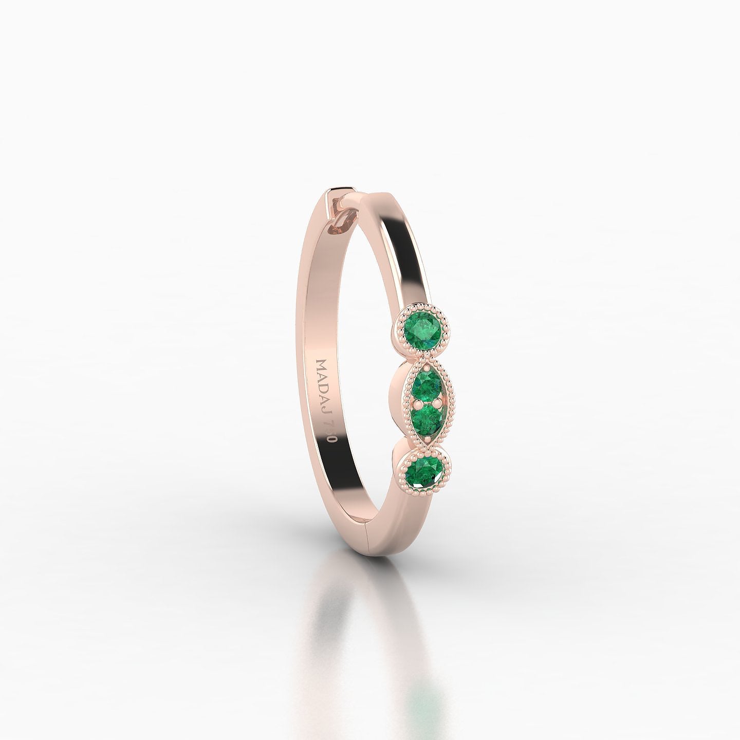 Camilla | 18k Rose Gold 11 mm Emerald Hoop Piercing