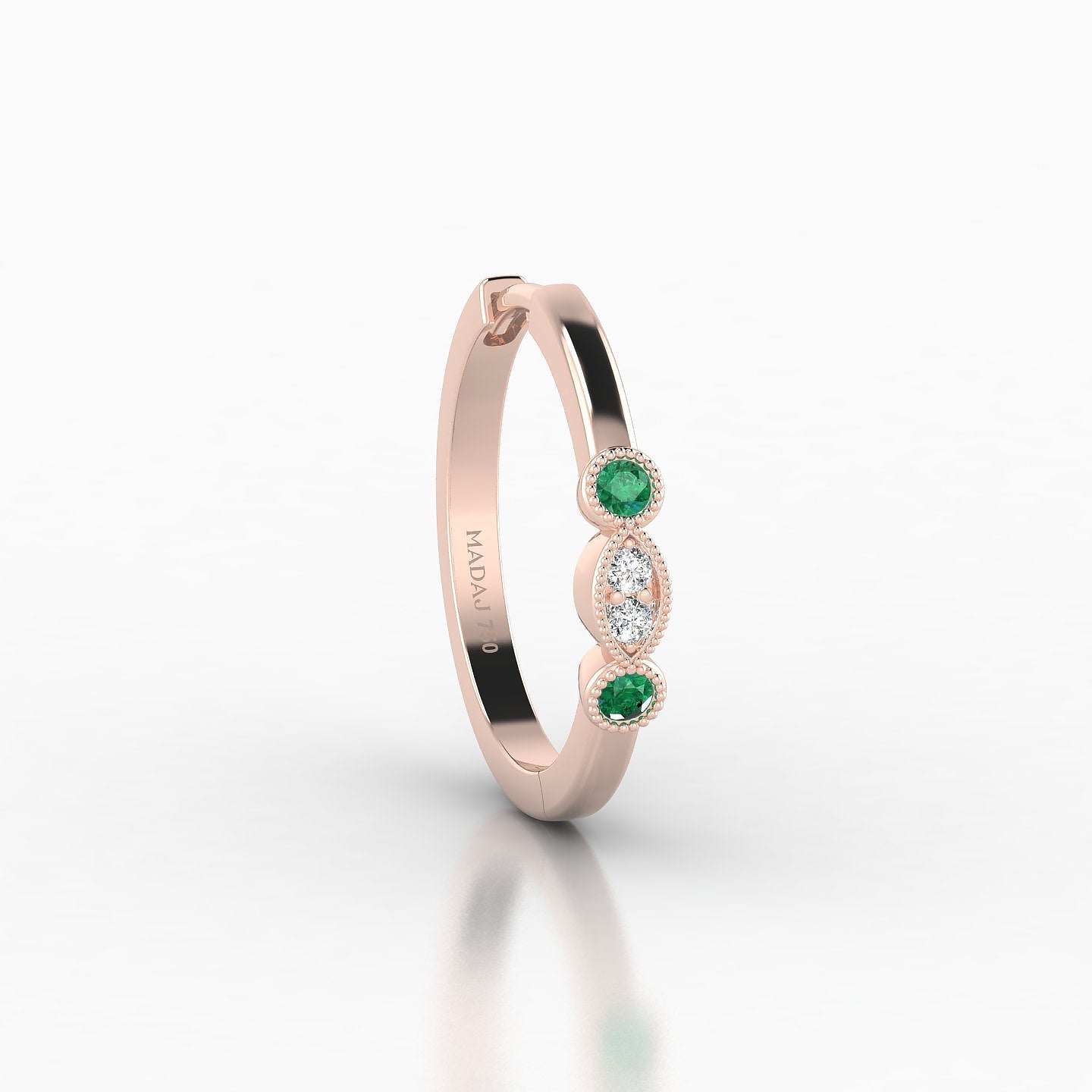 Camilla | 18k Rose Gold 11 mm Emerald & Diamond Hoop Piercing