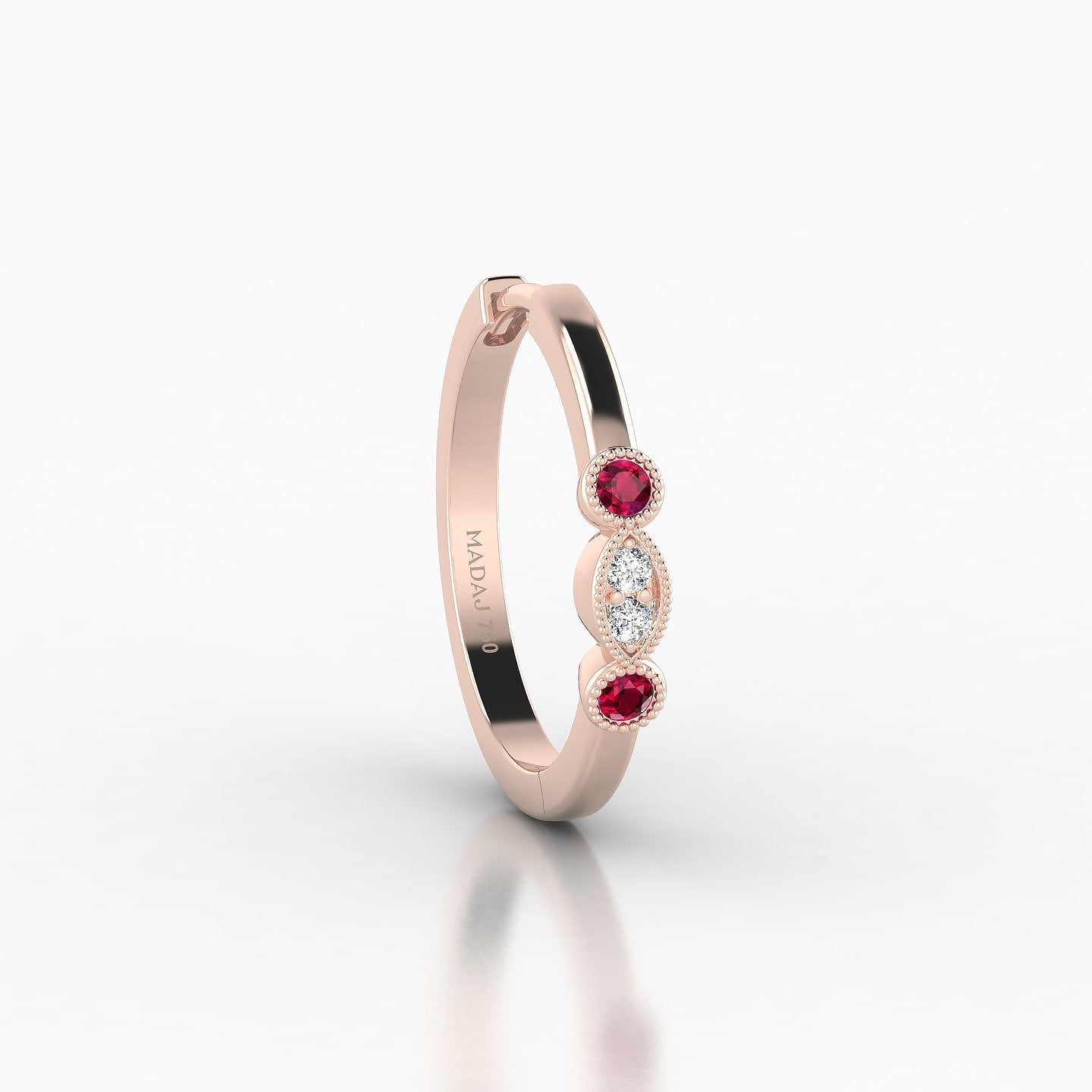 Camilla | 18k Rose Gold 11 mm Ruby & Diamond Hoop Piercing