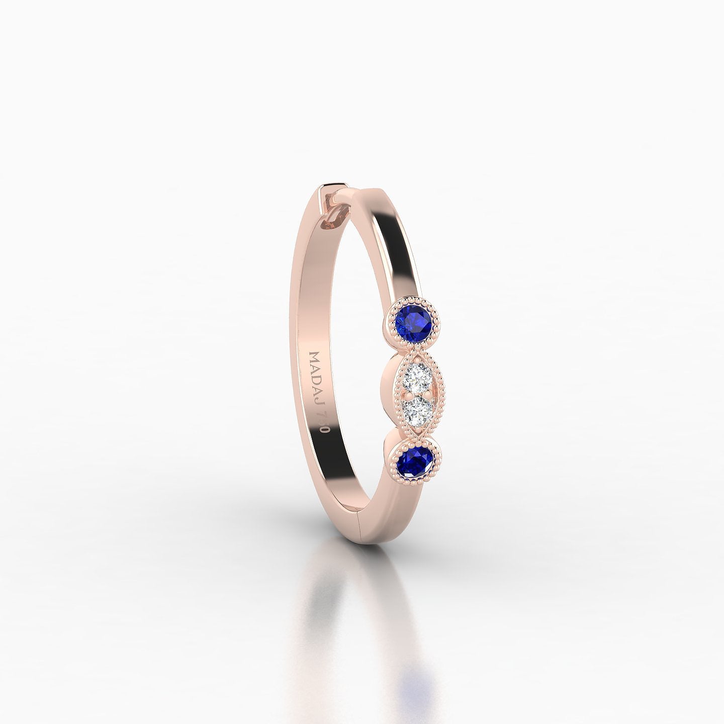 Camilla | 18k Rose Gold 11 mm Sapphire & Diamond Hoop Piercing