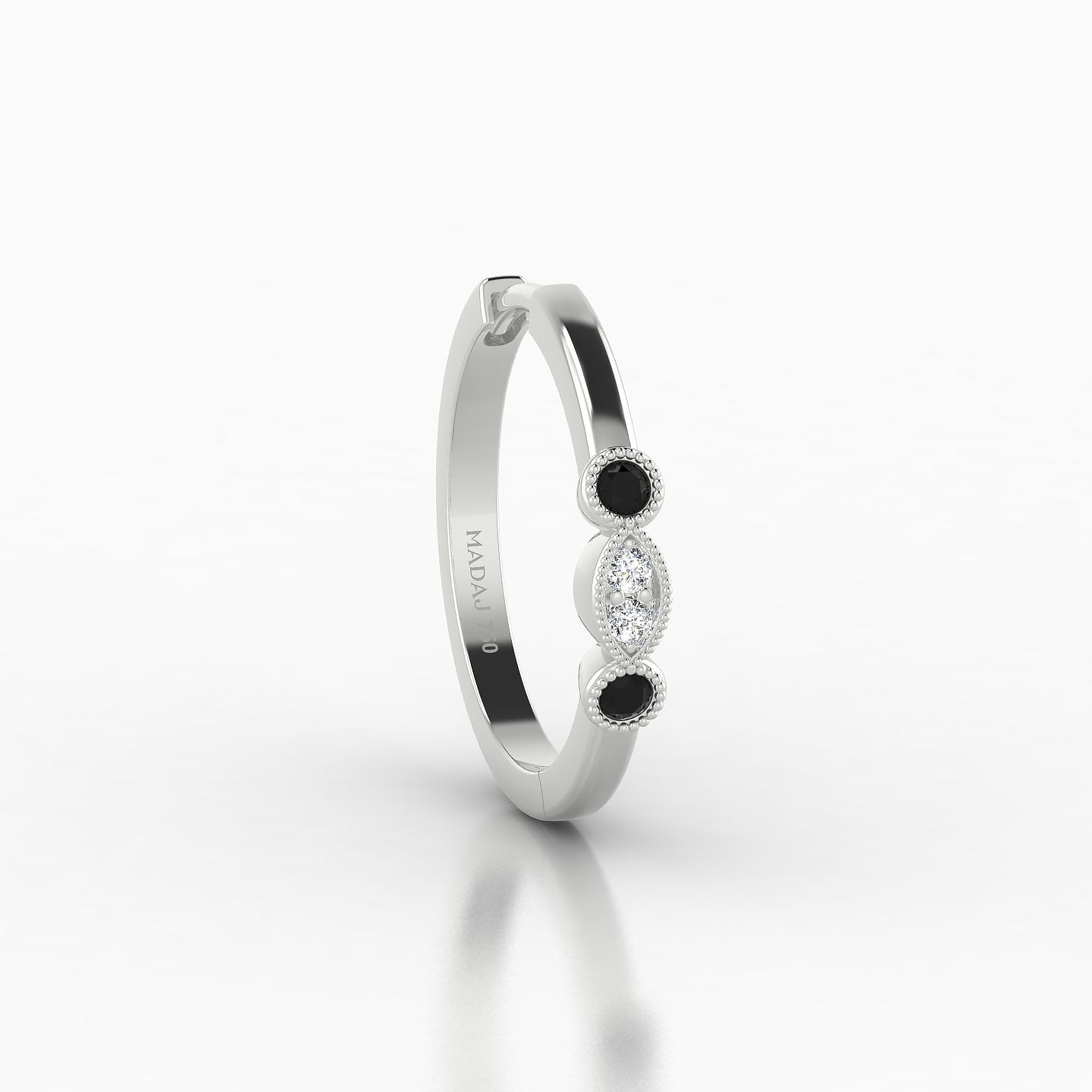 Camilla | 18k White Gold 11 mm Black Diamond & Diamond Hoop Piercing