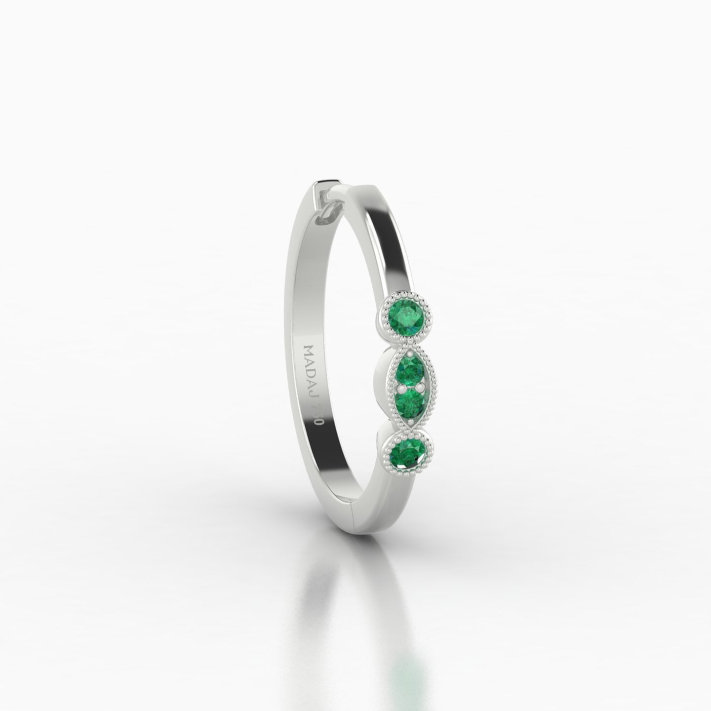 Camilla | 18k White Gold 11 mm Emerald Hoop Piercing