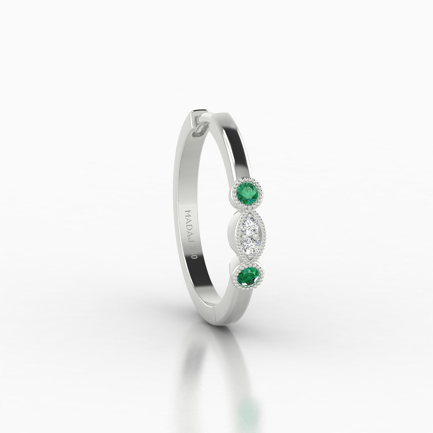 Camilla | 18k White Gold 11 mm Emerald & Diamond Hoop Piercing