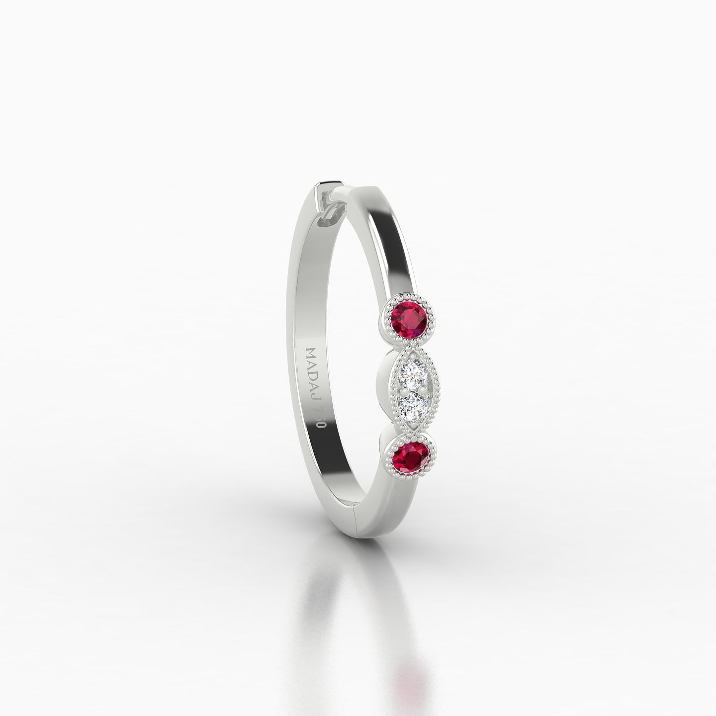 Camilla | 18k White Gold 11 mm Ruby & Diamond Hoop Piercing