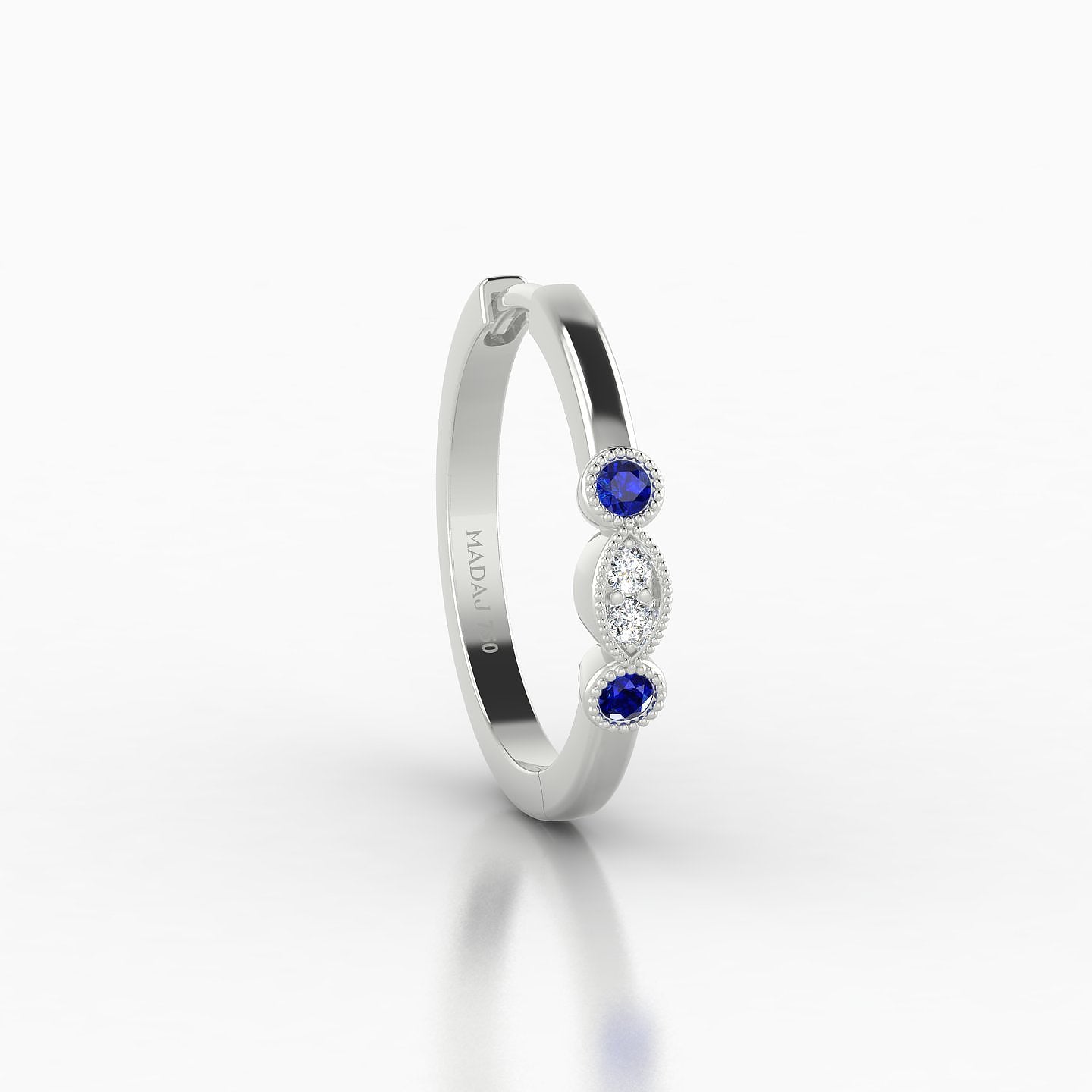 Camilla | 18k White Gold 11 mm Sapphire & Diamond Hoop Piercing