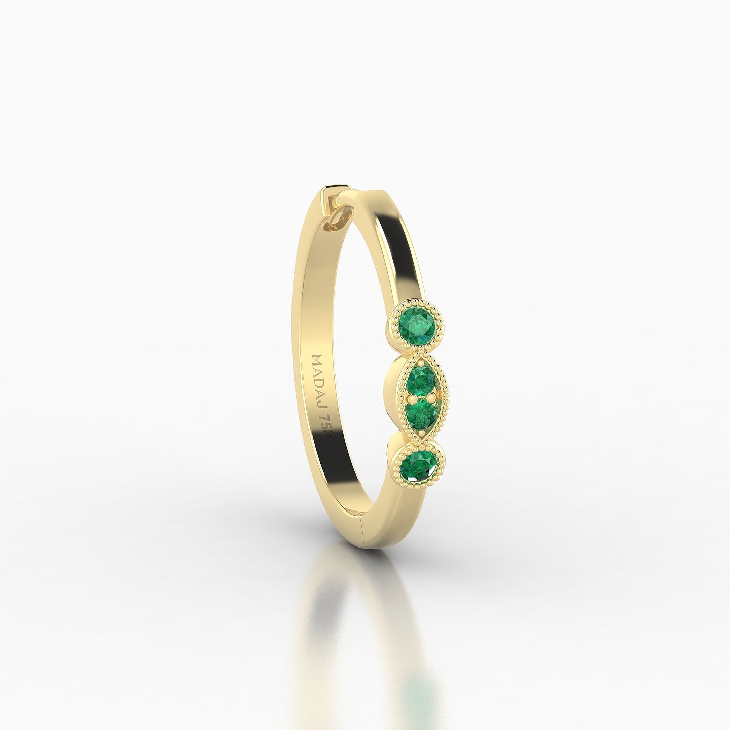 Camilla | 18k Yellow Gold 11 mm Emerald Hoop Piercing