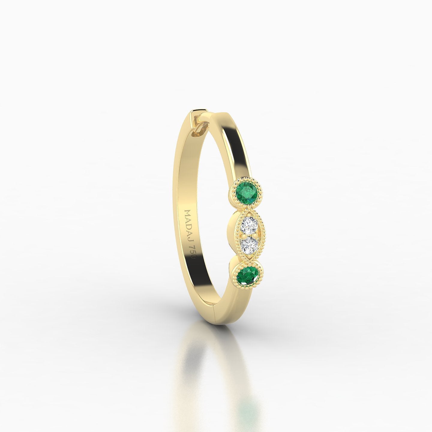 Camilla | 18k Yellow Gold 11 mm Emerald & Diamond Hoop Piercing