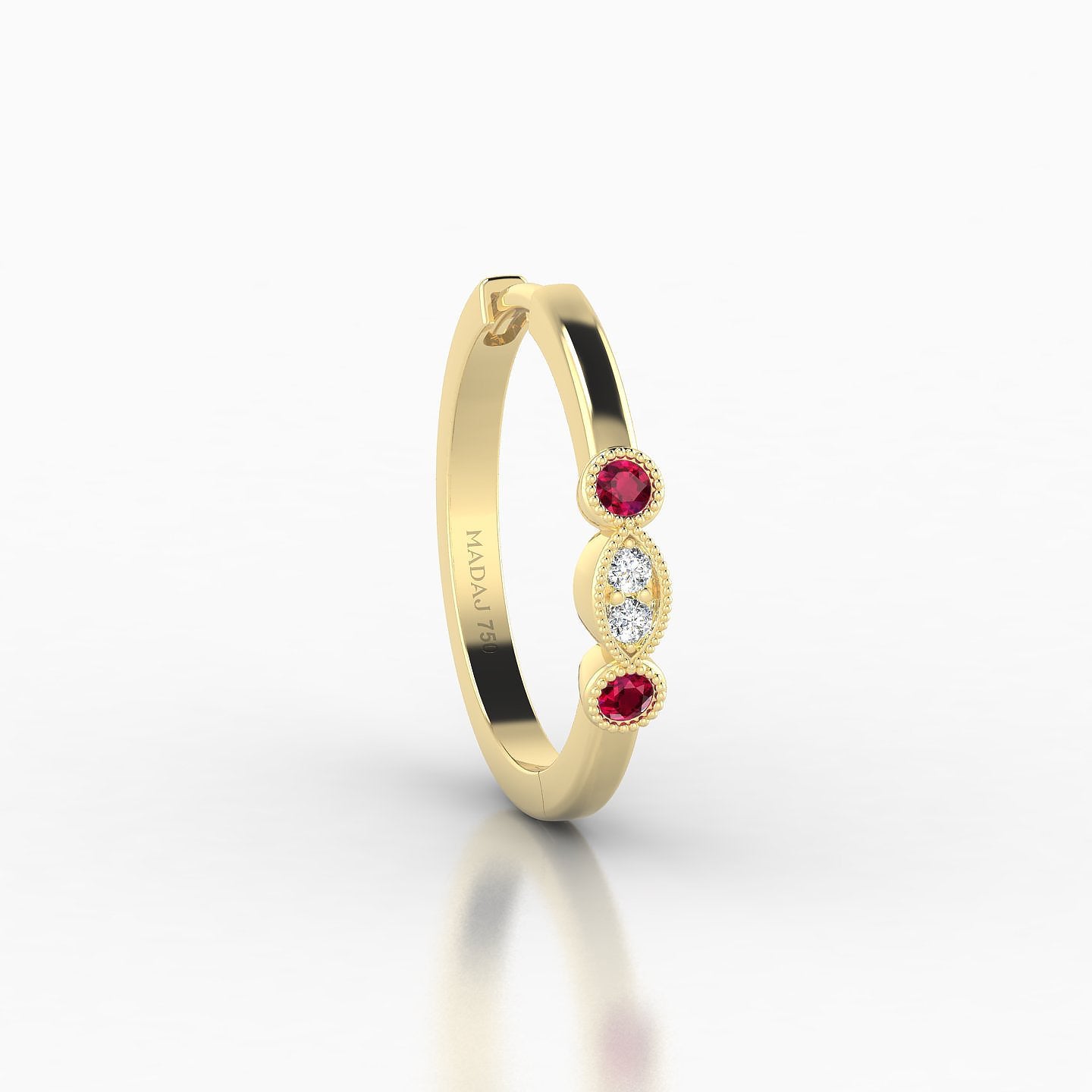 Camilla | 18k Yellow Gold 11 mm Ruby & Diamond Hoop Piercing