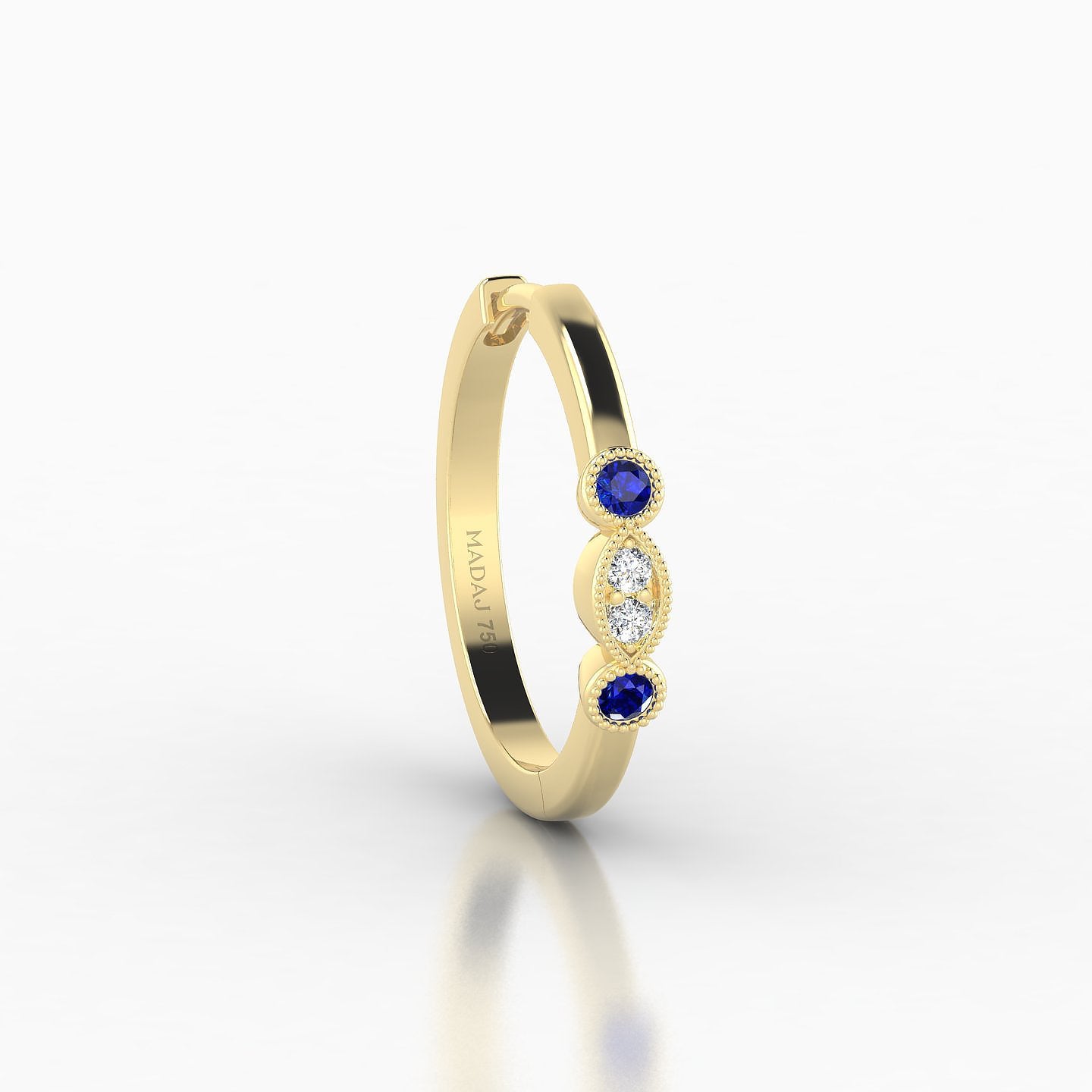 Camilla | 18k Yellow Gold 11 mm Sapphire & Diamond Hoop Piercing