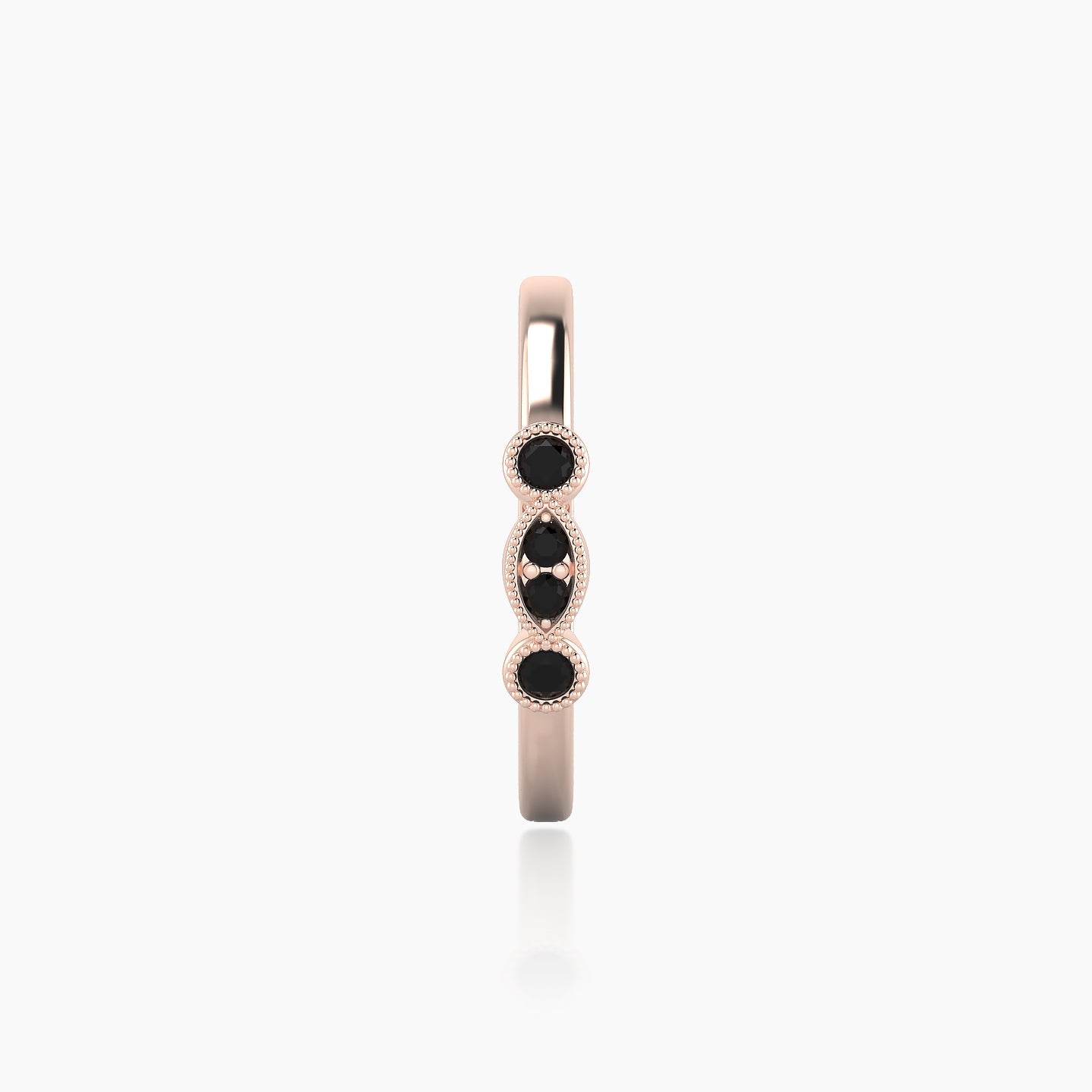 Camilla | 18k Rose Gold 11 mm Black Diamond Hoop Piercing