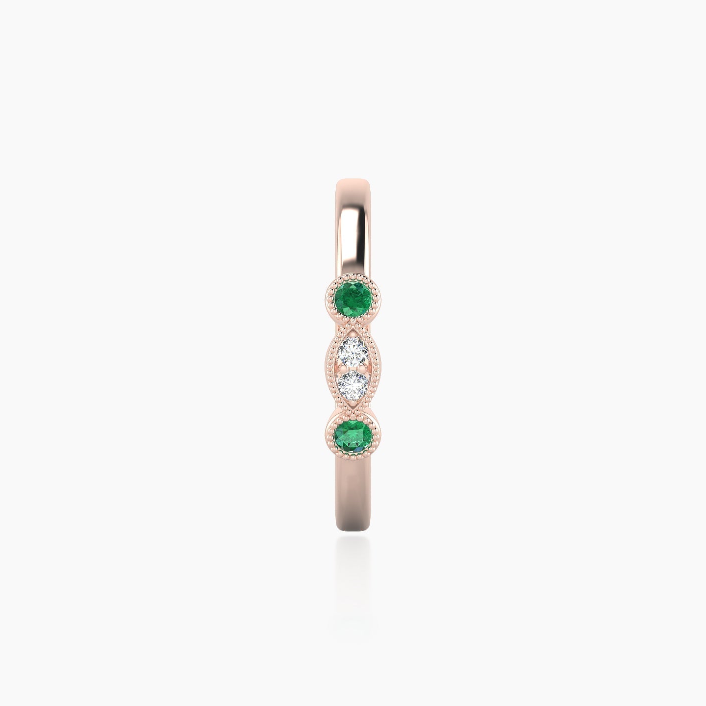 Camilla | 18k Rose Gold 11 mm Emerald & Diamond Hoop Piercing