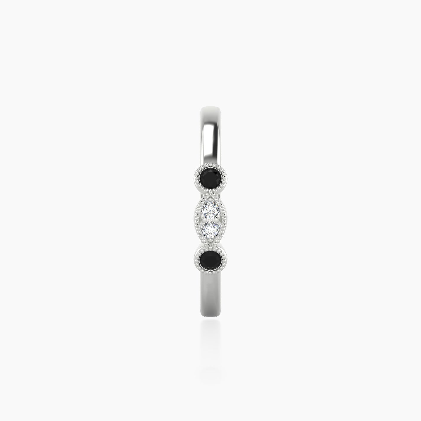 Camilla | 18k White Gold 11 mm Black Diamond & Diamond Hoop Piercing