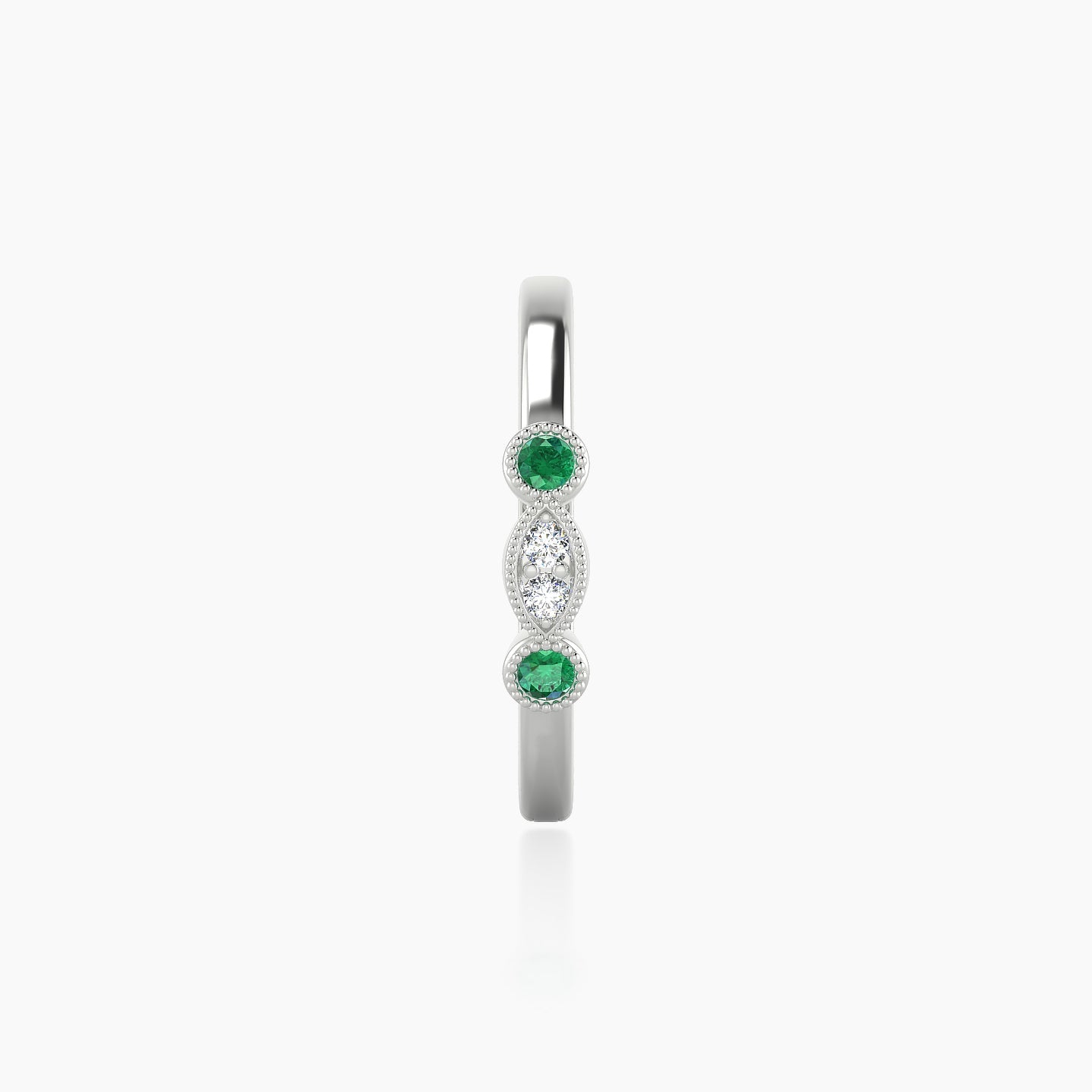 Camilla | 18k White Gold 11 mm Emerald & Diamond Hoop Piercing