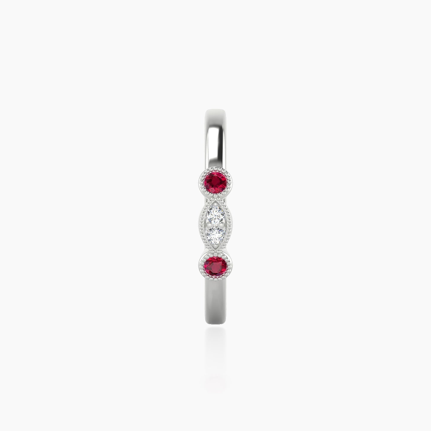 Camilla | 18k White Gold 11 mm Ruby & Diamond Hoop Piercing