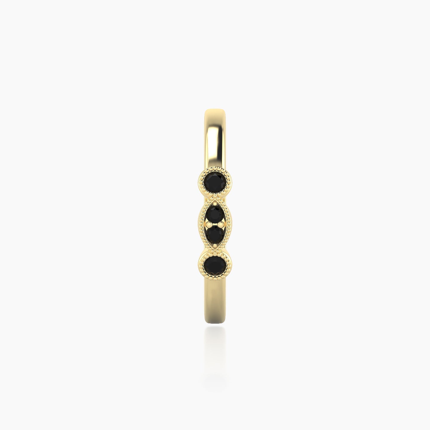 Camilla | 18k Yellow Gold 11 mm Black Diamond Hoop Piercing