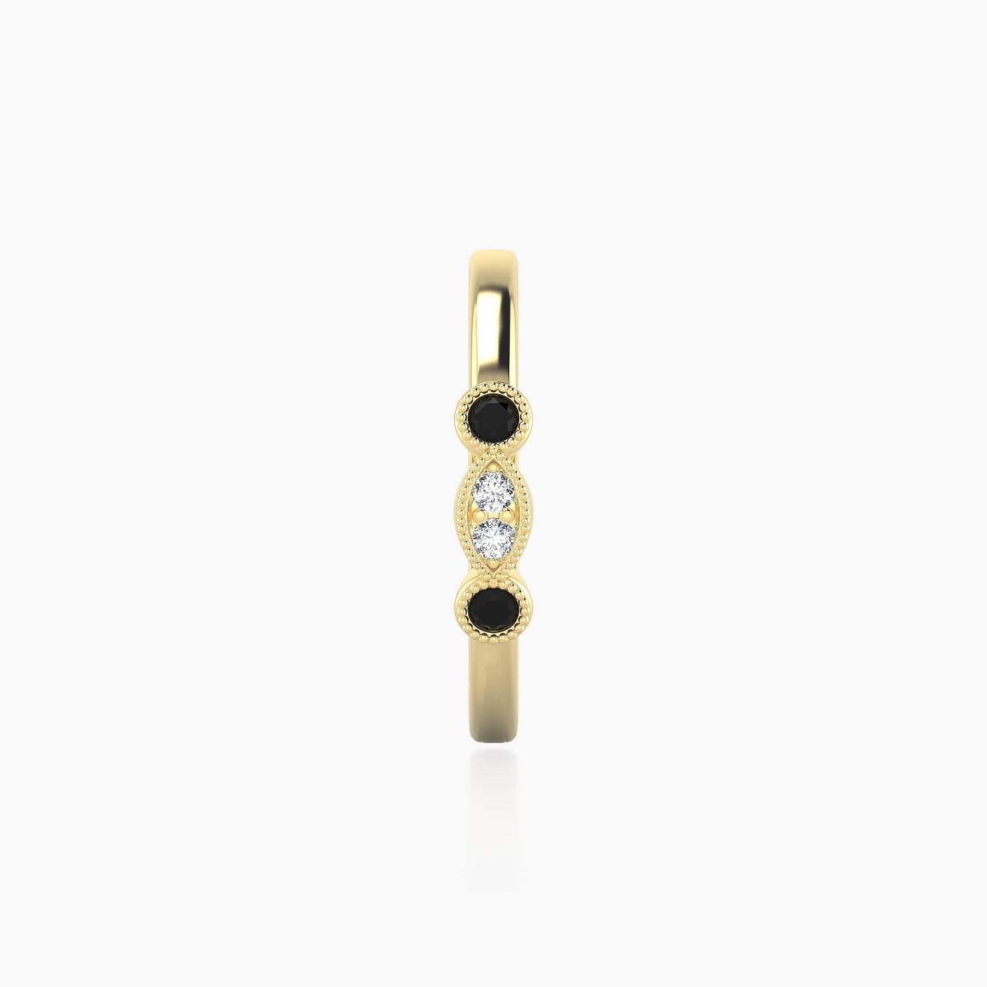 Camilla | 18k Yellow Gold 11 mm Black Diamond & Diamond Hoop Piercing