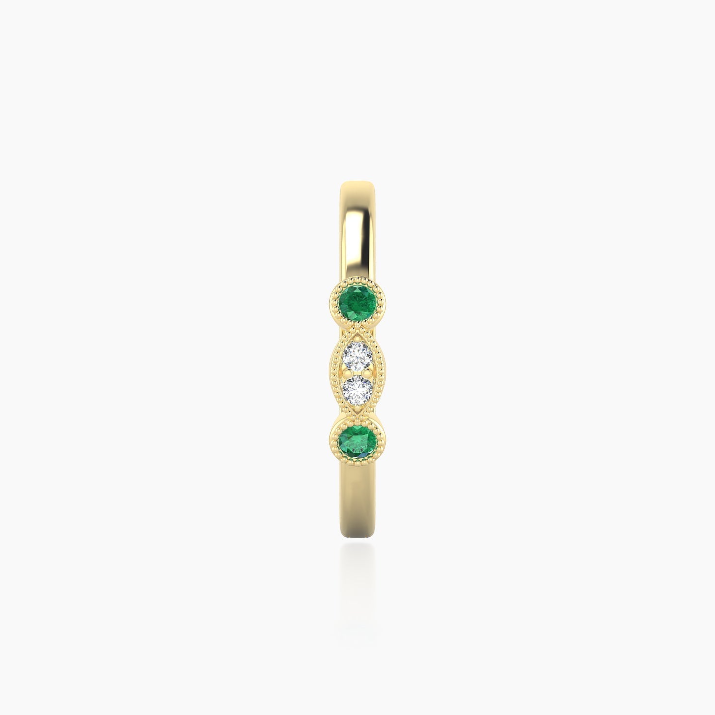 Camilla | 18k Yellow Gold 11 mm Emerald & Diamond Hoop Piercing